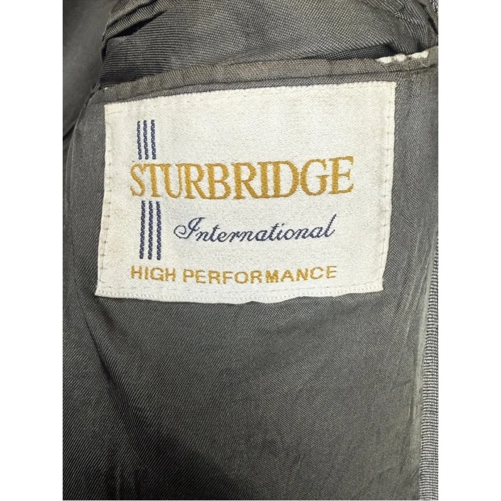 Sturbridge Blazer Men's Gray 100% Wool Double Breasted Peak Lapel Jetted Pockets